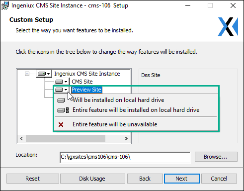CMS 10.5–10.6 Custom Setup Node Context Menu