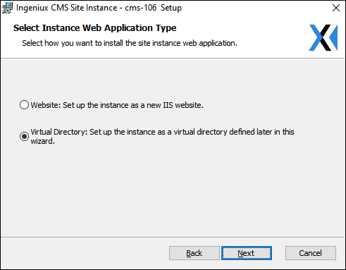 CMS 10.5–10.6 Select Instance Web Application Type