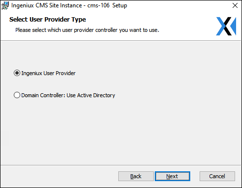 CMS 10.5–10.6 Select User Provider Type