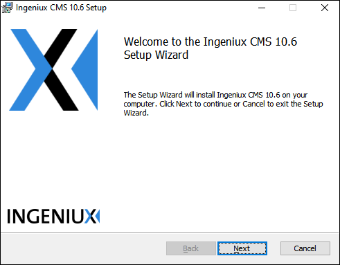 CMS 10.5–10.6 Setup Wizard Welcome View