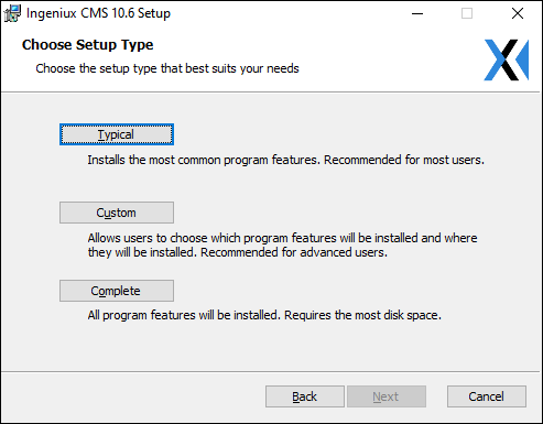 CMS 10.5–10.6 Choose Setup Type