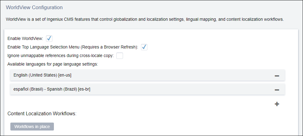 WorldView configuration