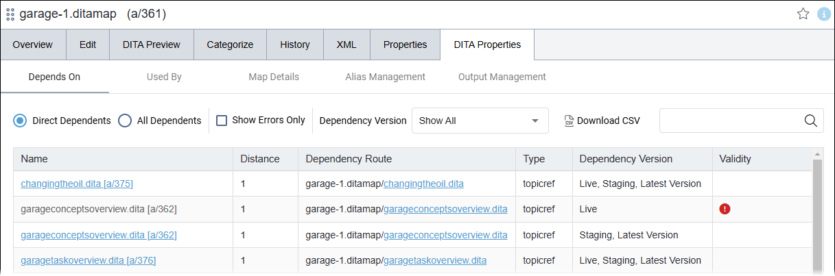 DITA Properties > Depends On Tab DITA Properties > Depends On Tab