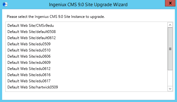 CMS 9.x Instance to Upgrade
