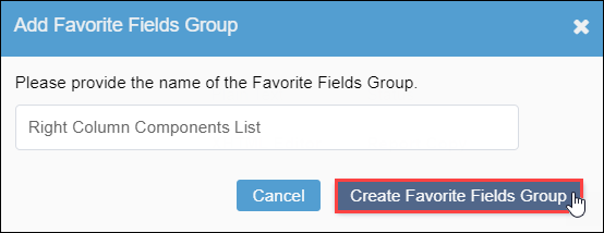 Add Favorite Fields Group