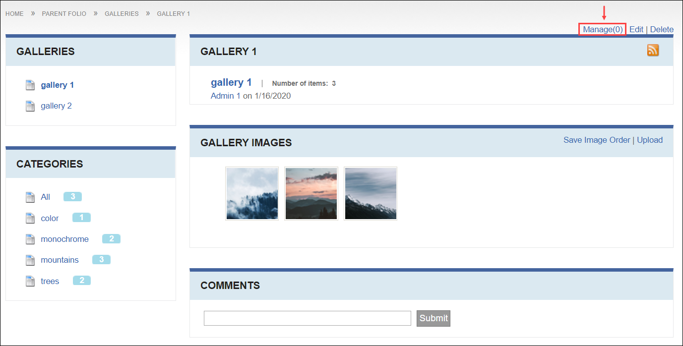 Manage Gallery via Gallery View