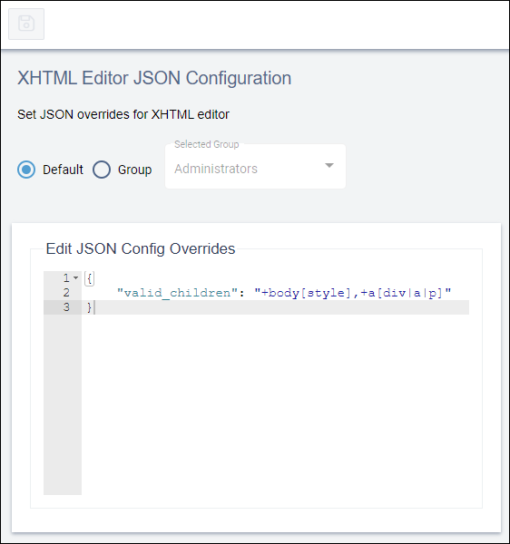 XHTML Editor JSON Configuration XHTML Editor JSON Configuration