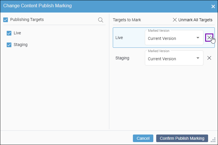 CMS 10.6 Change Content Publish Marking Dialog